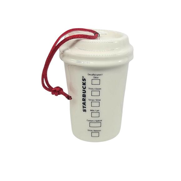 Starbucks 2014 Ceramic Holiday Hanging Christmas Ornament Coffee To Go Cup - CB - Picture 2 of 3